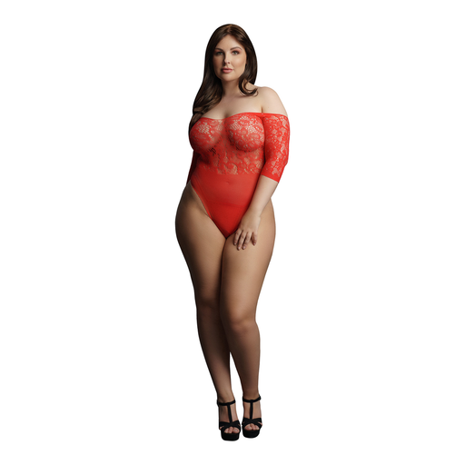 Le Désir Presents Rhinestone Off Shoulder Bodysuit Plus Size