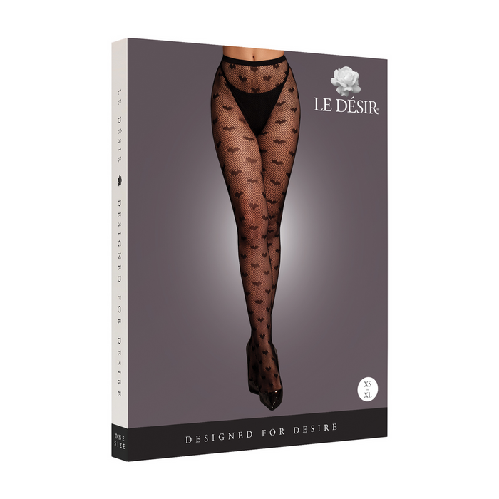 Le Désir Heart Patterned Tights Zwart