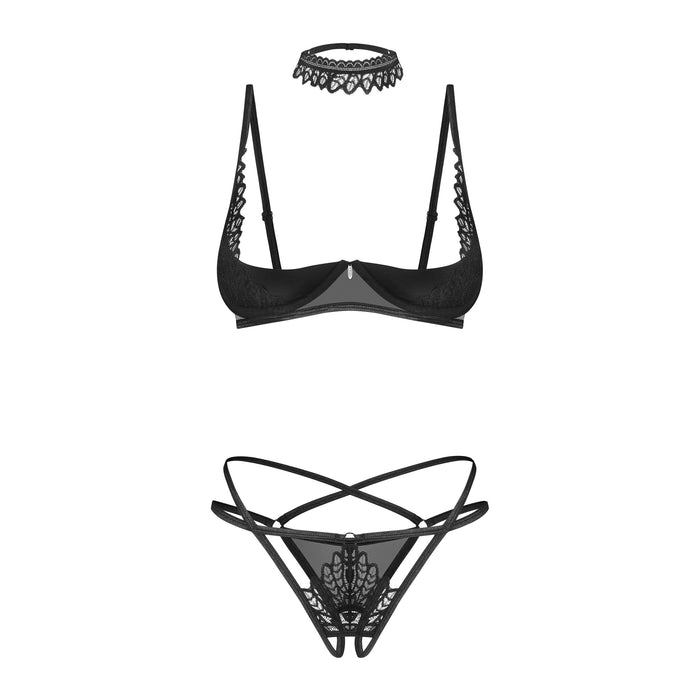 Obsessive Donarella Lingerie Set Met Open Kruis Zwart