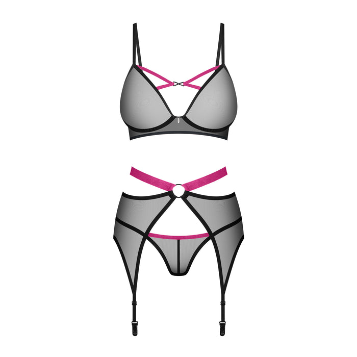 Obsessive Novenes Lingerie Set 3 Stuks Zwart