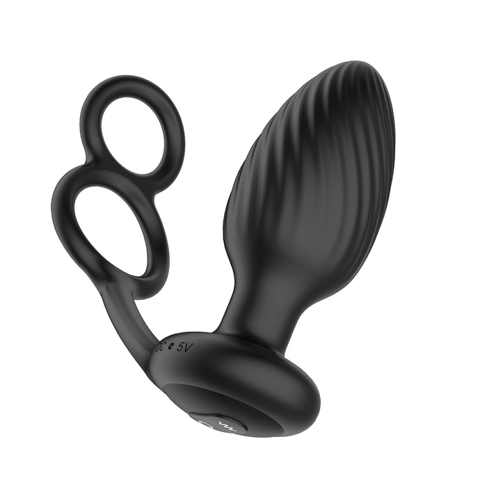 Nexus Tornado Rotating Plug With Cock & Ball Rings Black