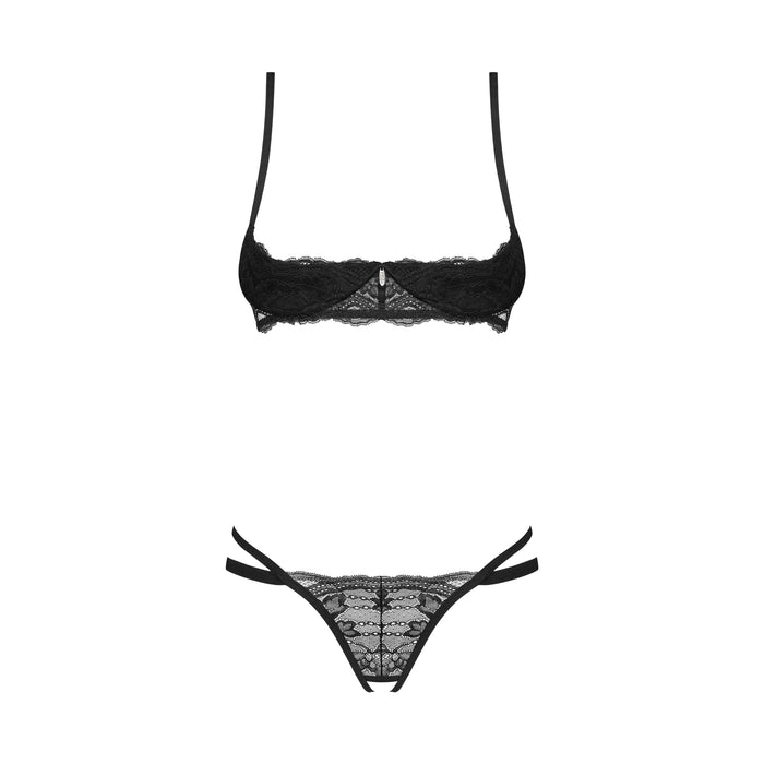 Obsessive Nutris Lingerie Set Open Kruis 2 Stuks Zwart