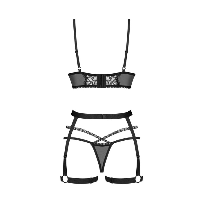 Obsessive Blomentis Lingerie Set 3 Stuks Zwart