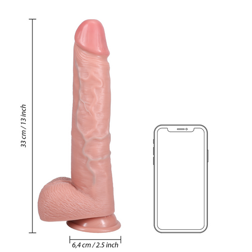 RealRock Rechte Realistische Dildo Met Ballen 33 Cm