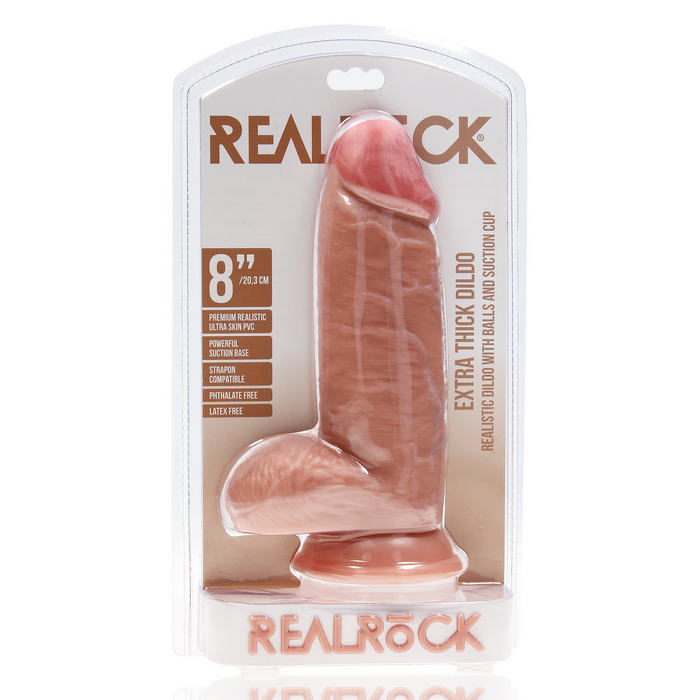 RealRock Extra Dikke Dildo Met Ballen 20,3 Cm