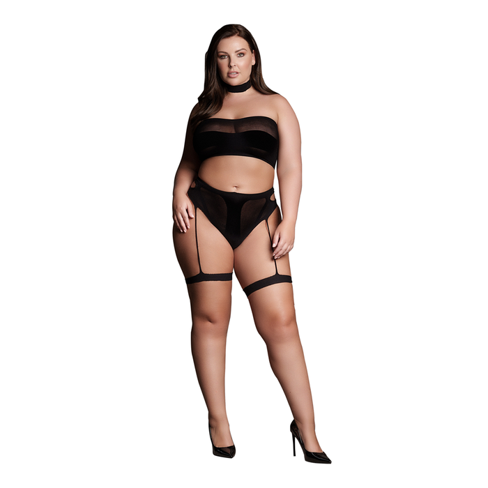 Le Désir Ananke Xii Three Piece With Choker, Bandeau Top And Pantie With Garters