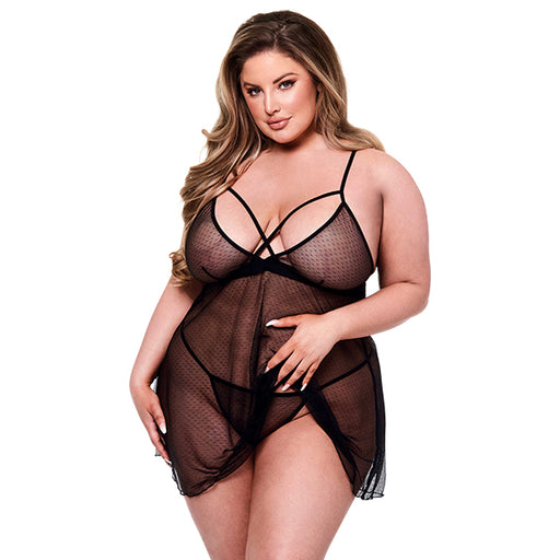 Baci 2-delig Strappy Kanten Babydoll & G-string